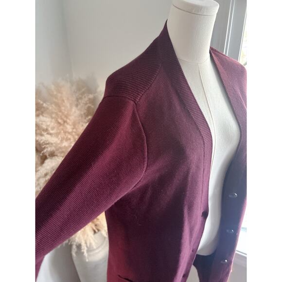 J. Jill Burgundy Long Line Cardigan Sweater Womens Large Long Duster Cardi - Picture 4 of 9